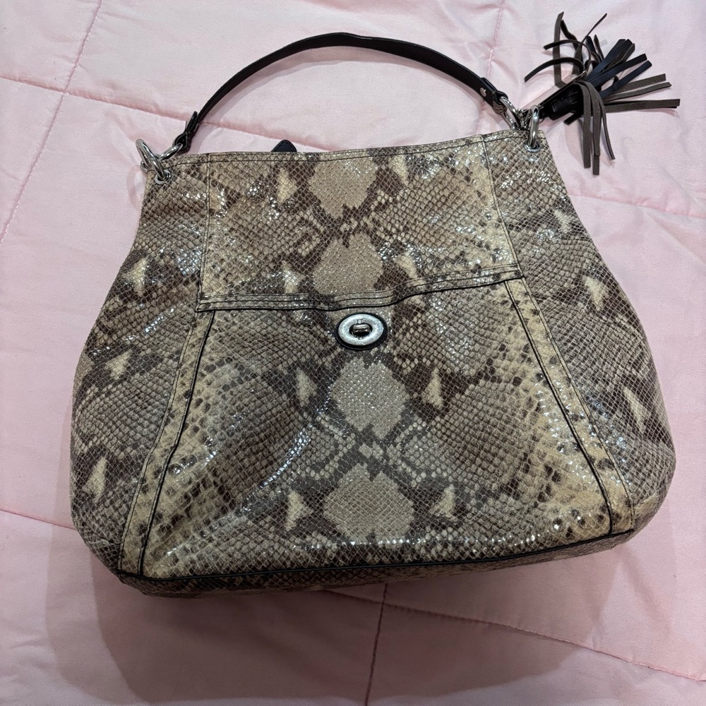 COACH F24383 Black Gray PARK PYTHON HOBO Dust Bag FABULOUS!!